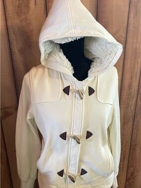OP Cream Hooded Teddy Toggle Jacket